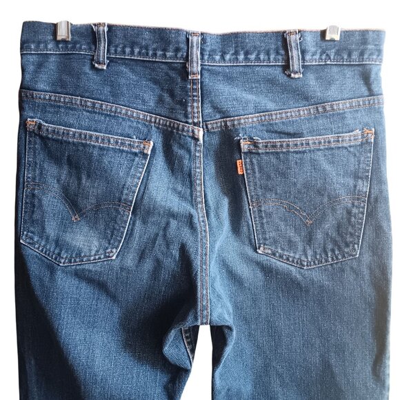 Vintage 1970's 36x30 Jeans Levis 646 0217 Denim Bellbottom Orange Tab Talon 42 - Picture 5 of 16